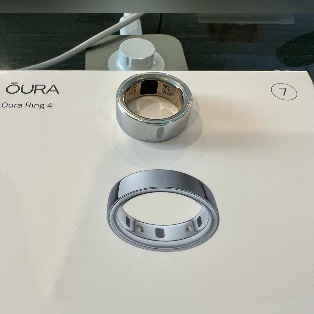 Oura Sz 7 Silver Ring 4 with Original Packaging Works great!